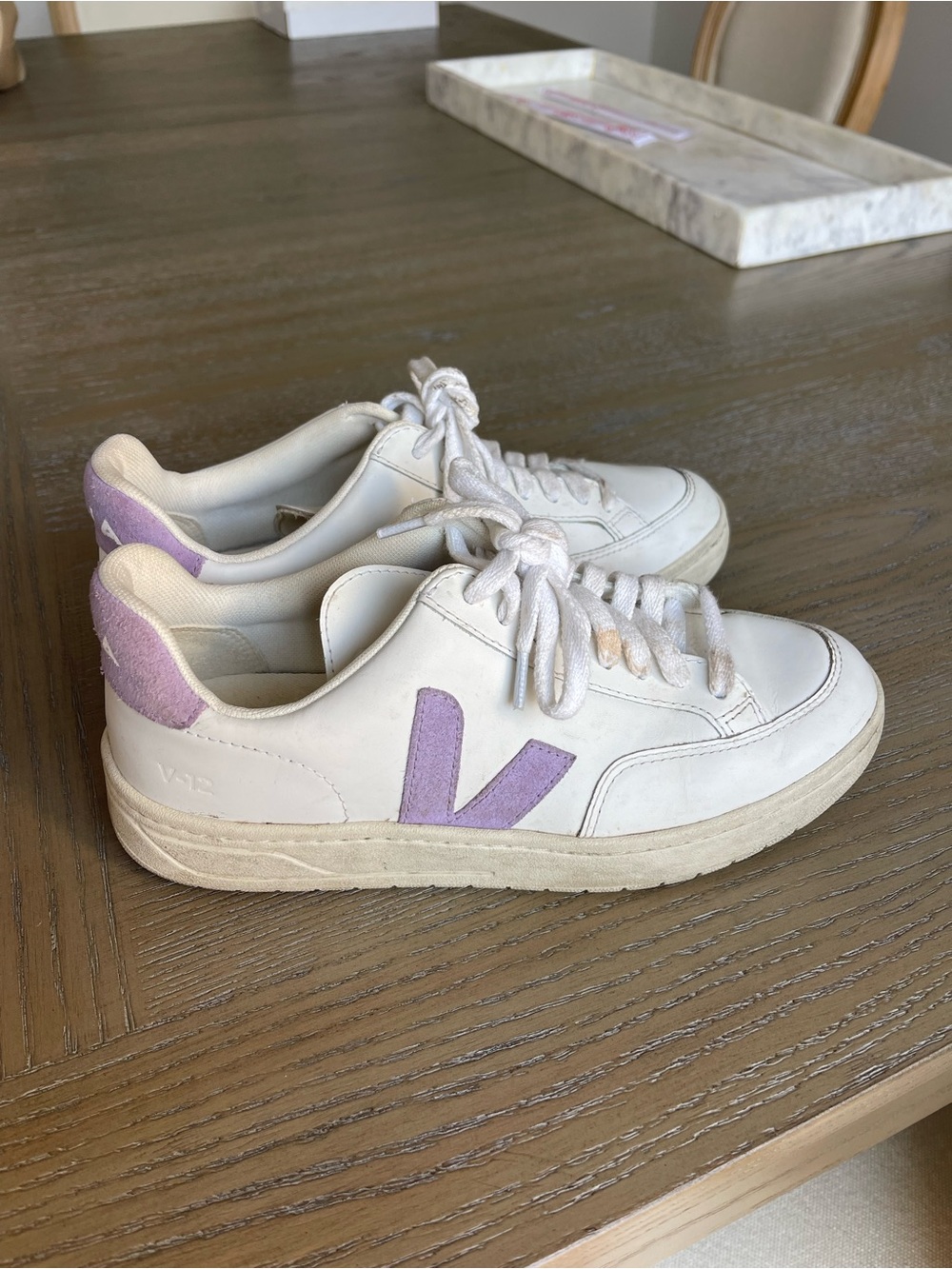 Veja V-12 White Leather Sneakers